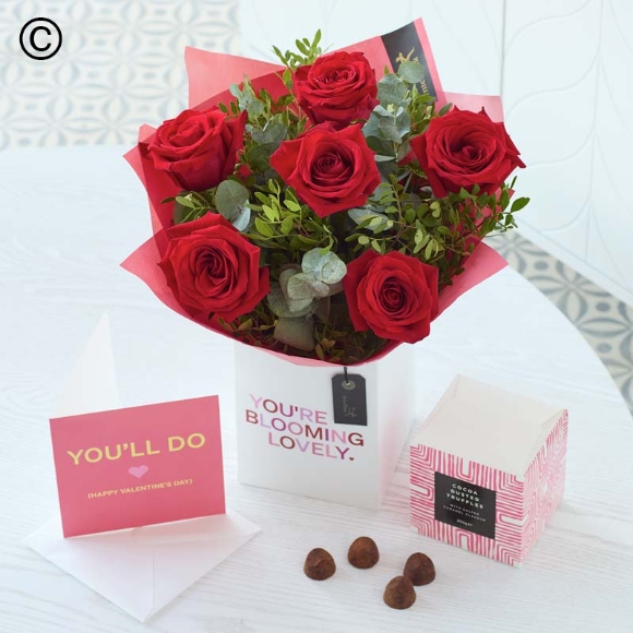 Valentines 6 Red Rose Gift Set